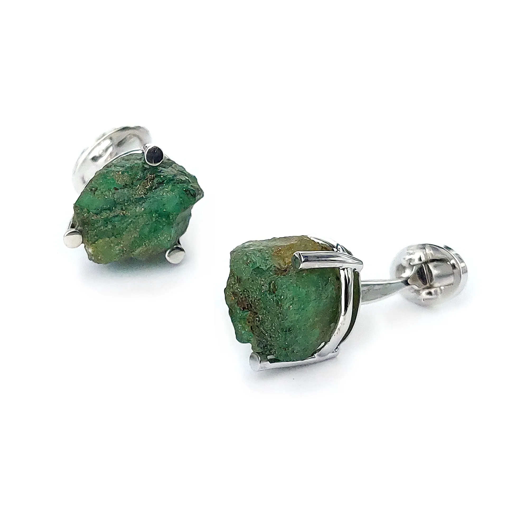 Raw Peridot Sterling Silver Cufflinks