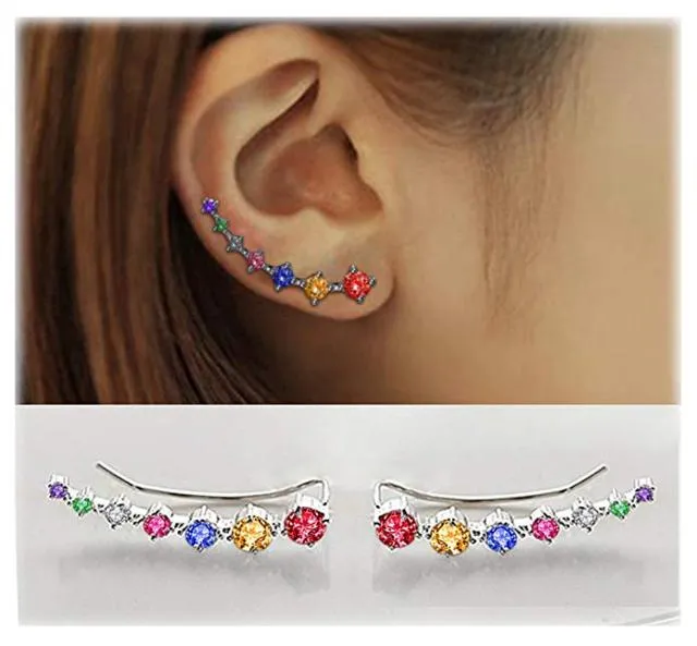 REETI New High Quality Super Shiny Zircon 925 Sterling Silver  Earring for Women Jewelry Wholesale Gift Ear row