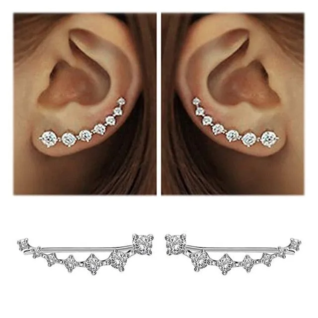 REETI New High Quality Super Shiny Zircon 925 Sterling Silver  Earring for Women Jewelry Wholesale Gift Ear row