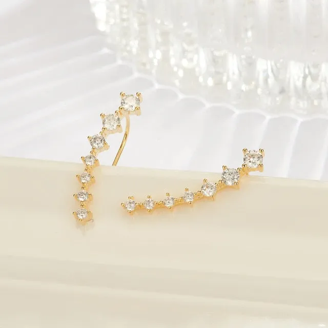 REETI New High Quality Super Shiny Zircon 925 Sterling Silver  Earring for Women Jewelry Wholesale Gift Ear row