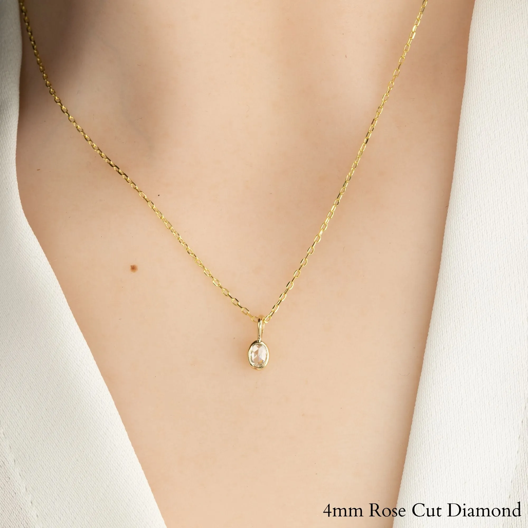 Rose Cut Diamond Bezel Necklace