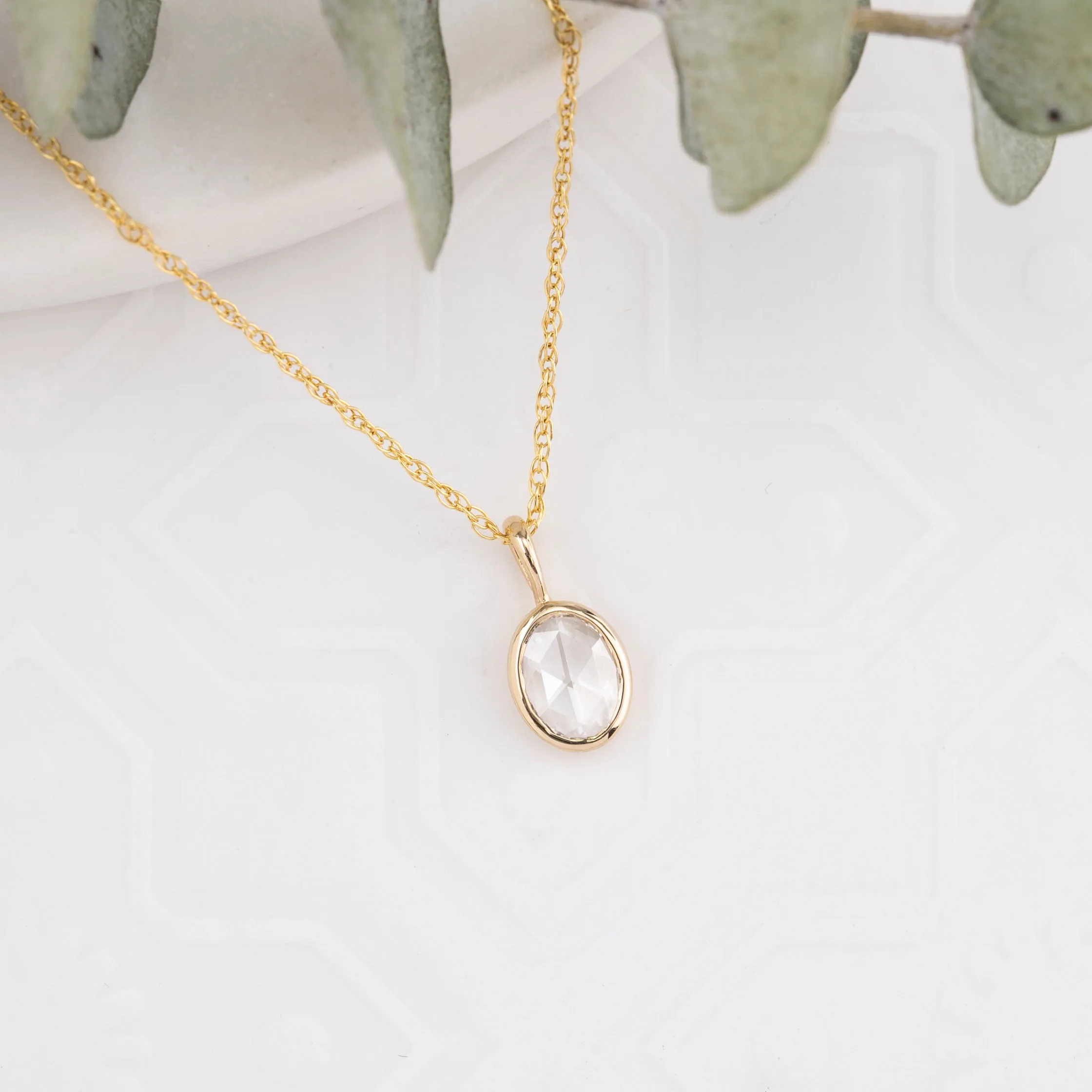 Rose Cut Diamond Bezel Necklace