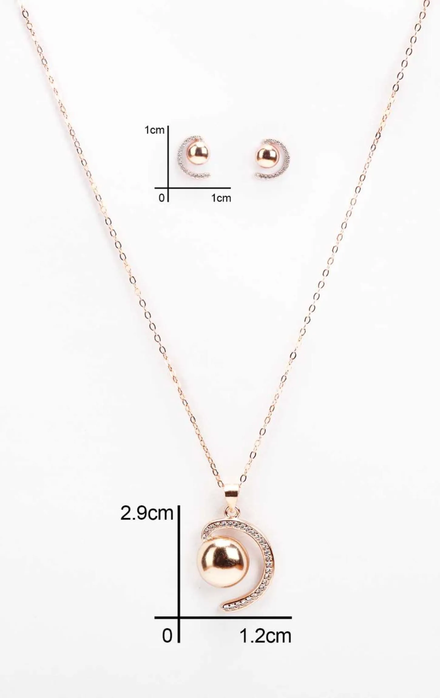 Rose Gold Bulbous in semi loop Pendent Set