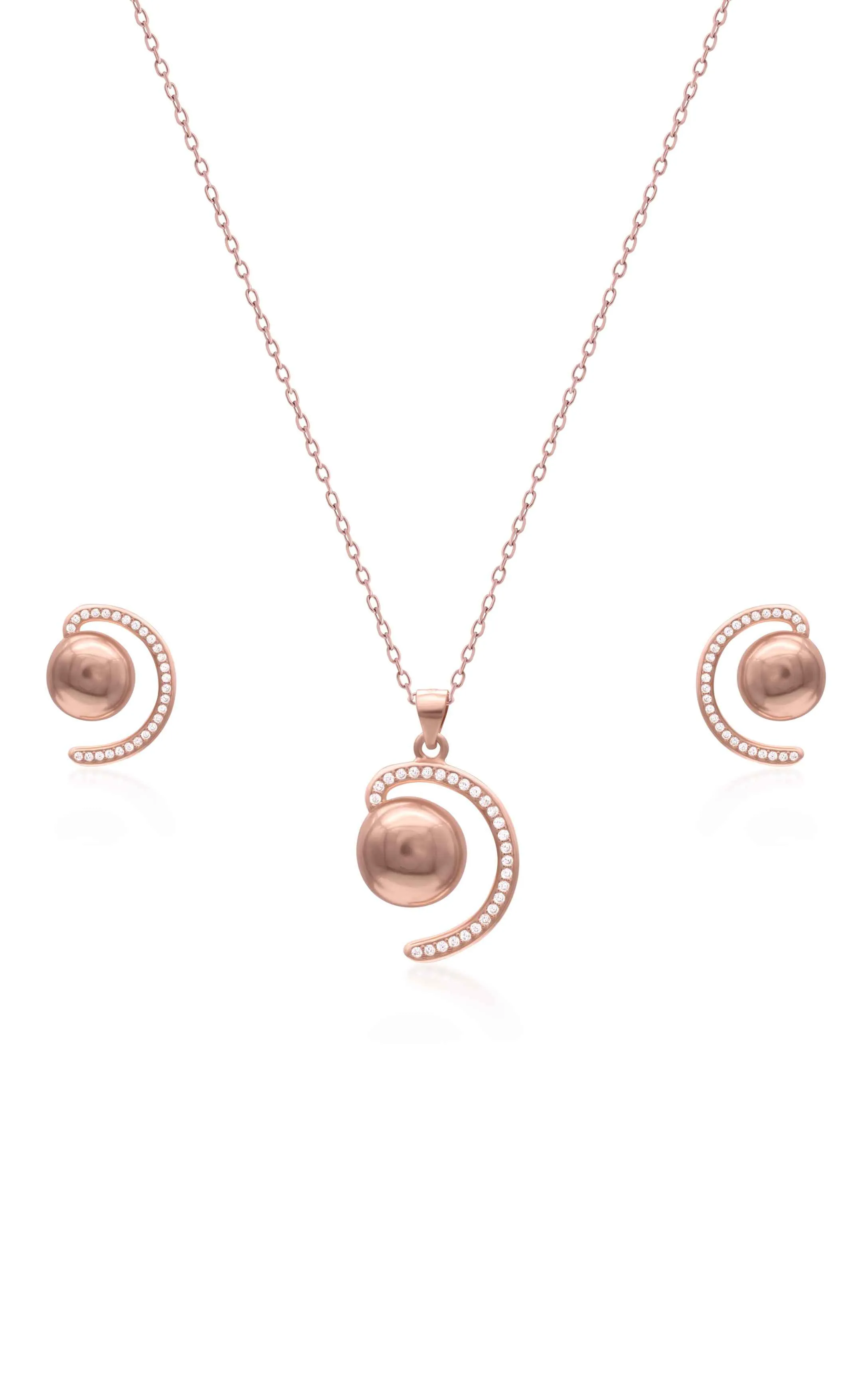 Rose Gold Bulbous in semi loop Pendent Set