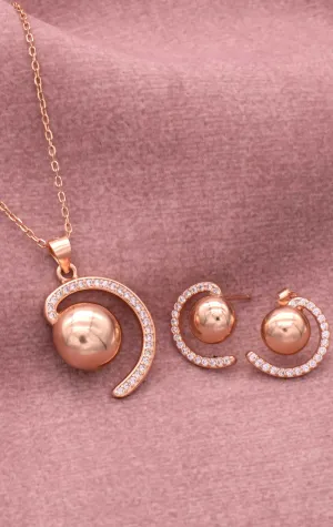 Rose Gold Bulbous in semi loop Pendent Set