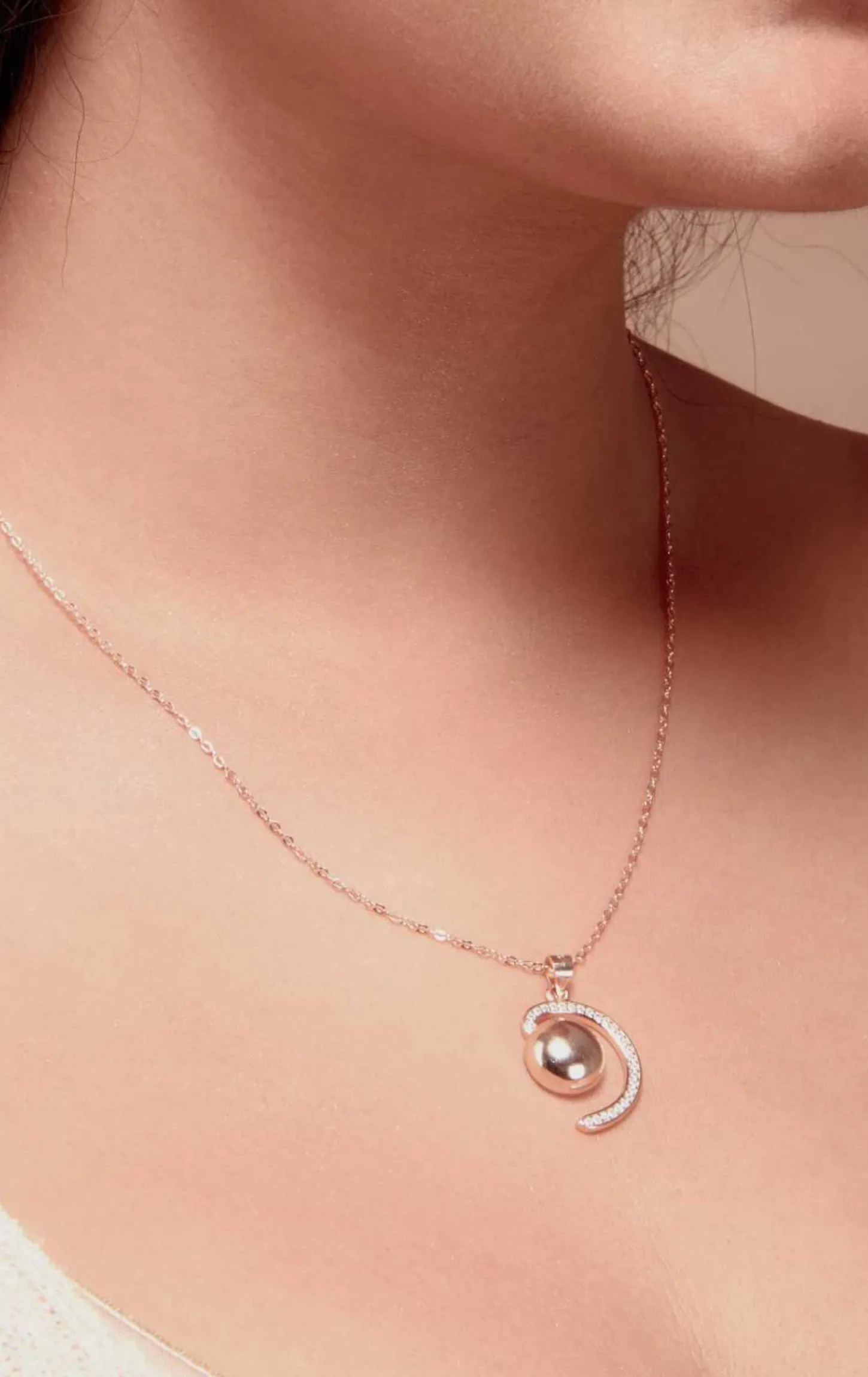 Rose Gold Bulbous in semi loop Pendent Set