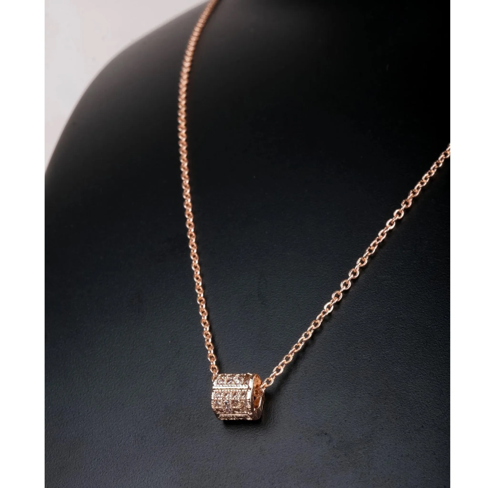 Rose gold Dimond Necklace-Gold-plated Brass Set -58 Gold-plated Diamond Brass Pendant