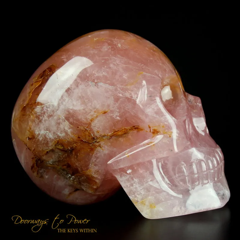 Rose Quartz Golden Healer Quartz Crystal Skull 22 lbs.