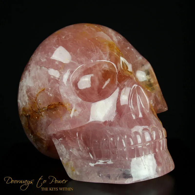 Rose Quartz Golden Healer Quartz Crystal Skull 22 lbs.