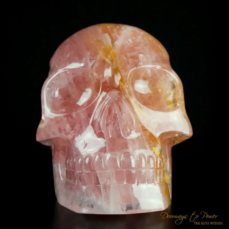 Rose Quartz Golden Healer Quartz Crystal Skull 22 lbs.