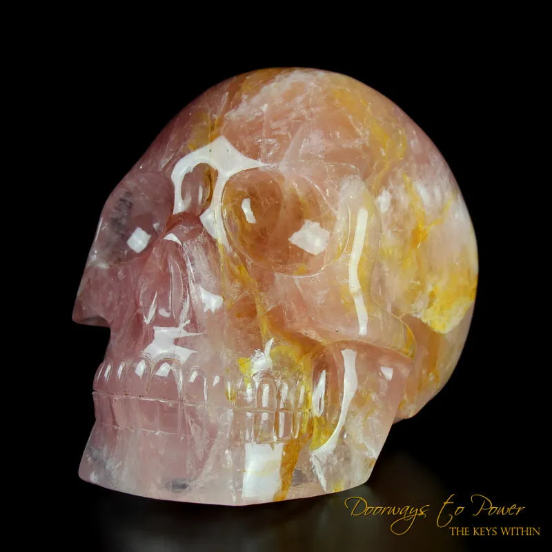 Rose Quartz Golden Healer Quartz Crystal Skull 22 lbs.