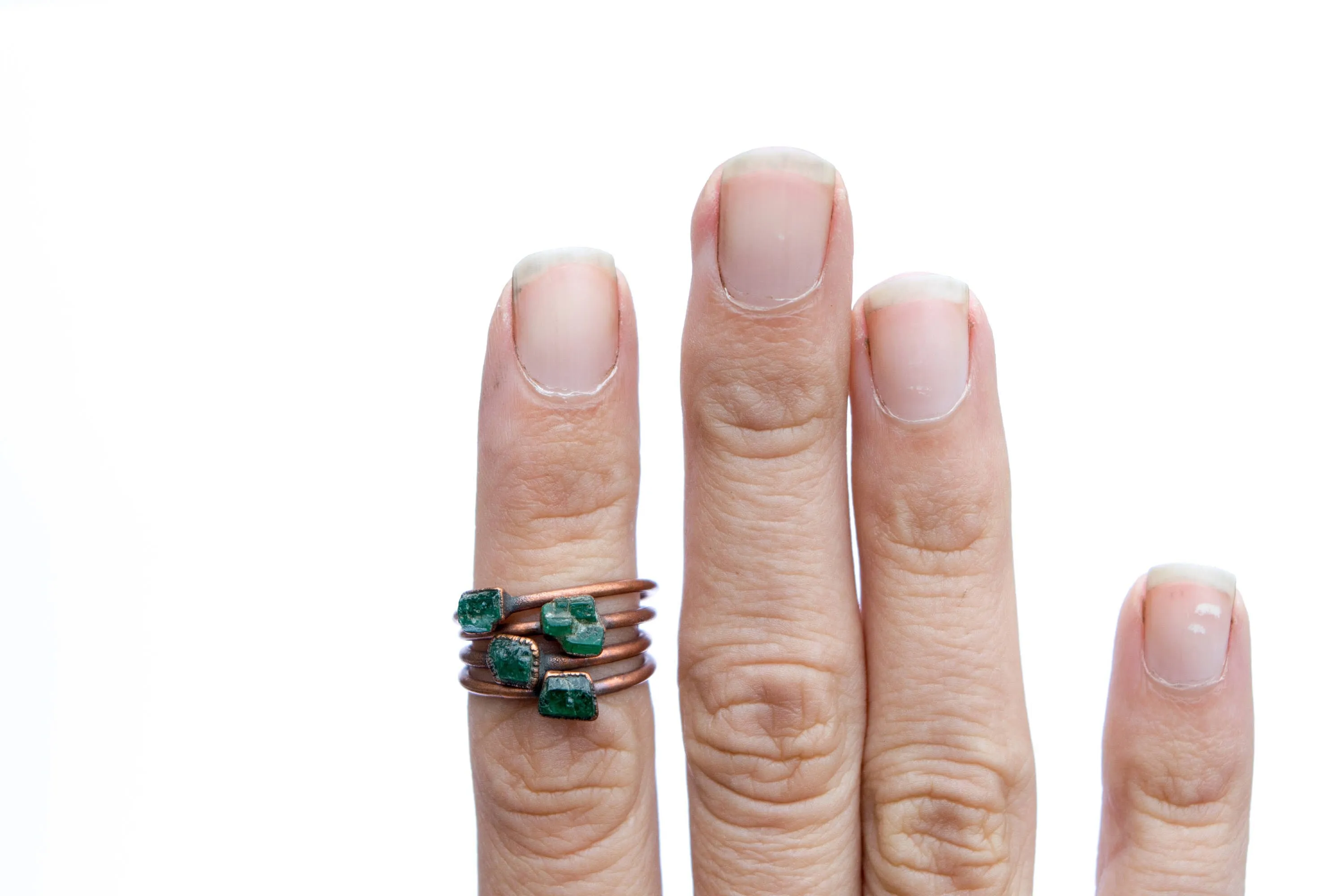 Rough emerald ring | Raw Emerald birthstone ring