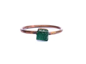 Rough emerald ring | Raw Emerald birthstone ring