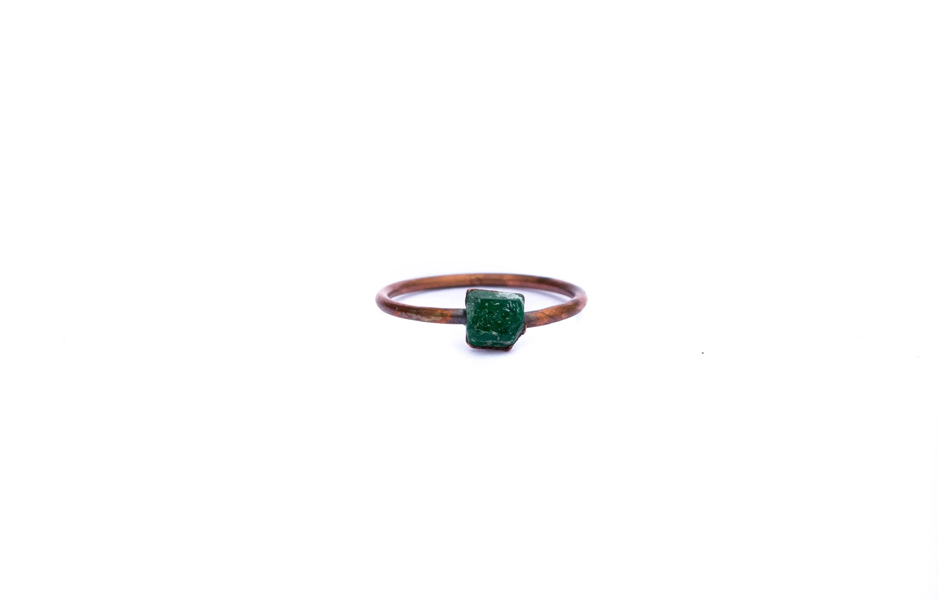 Rough emerald ring | Raw Emerald birthstone ring