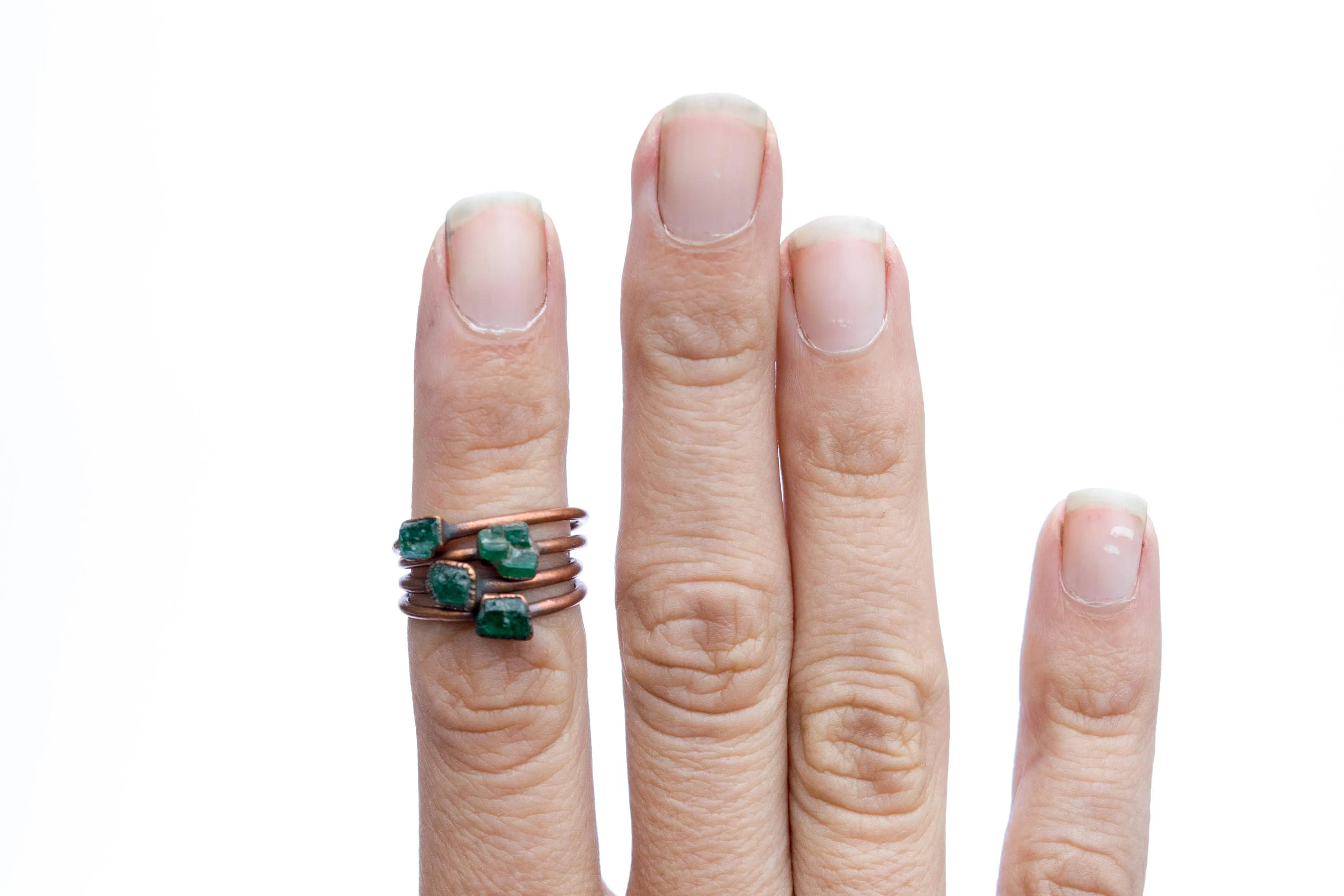 Rough emerald ring | Raw Emerald birthstone ring