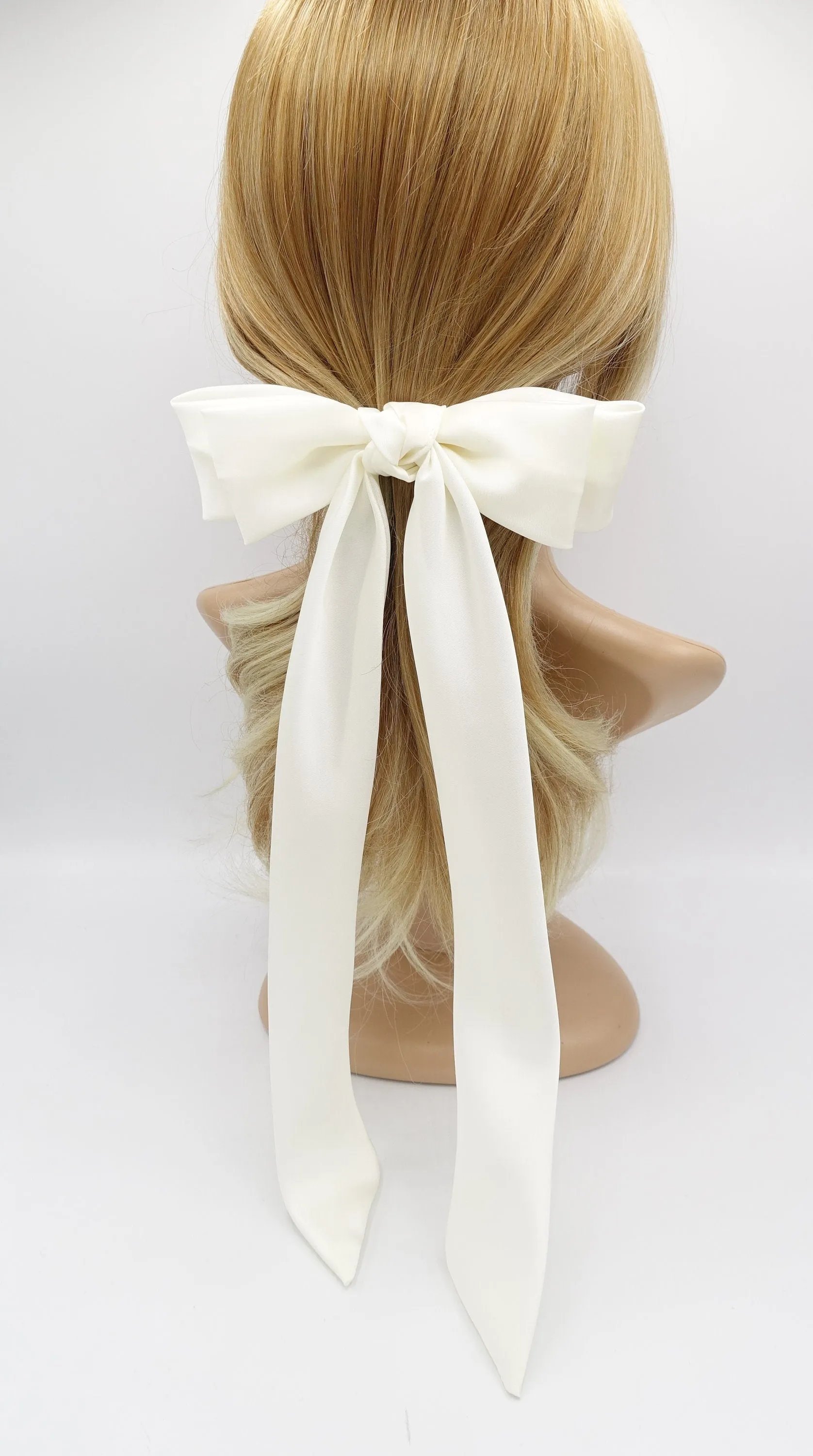 satin hair bow, long tail hair bow, hair bows for women