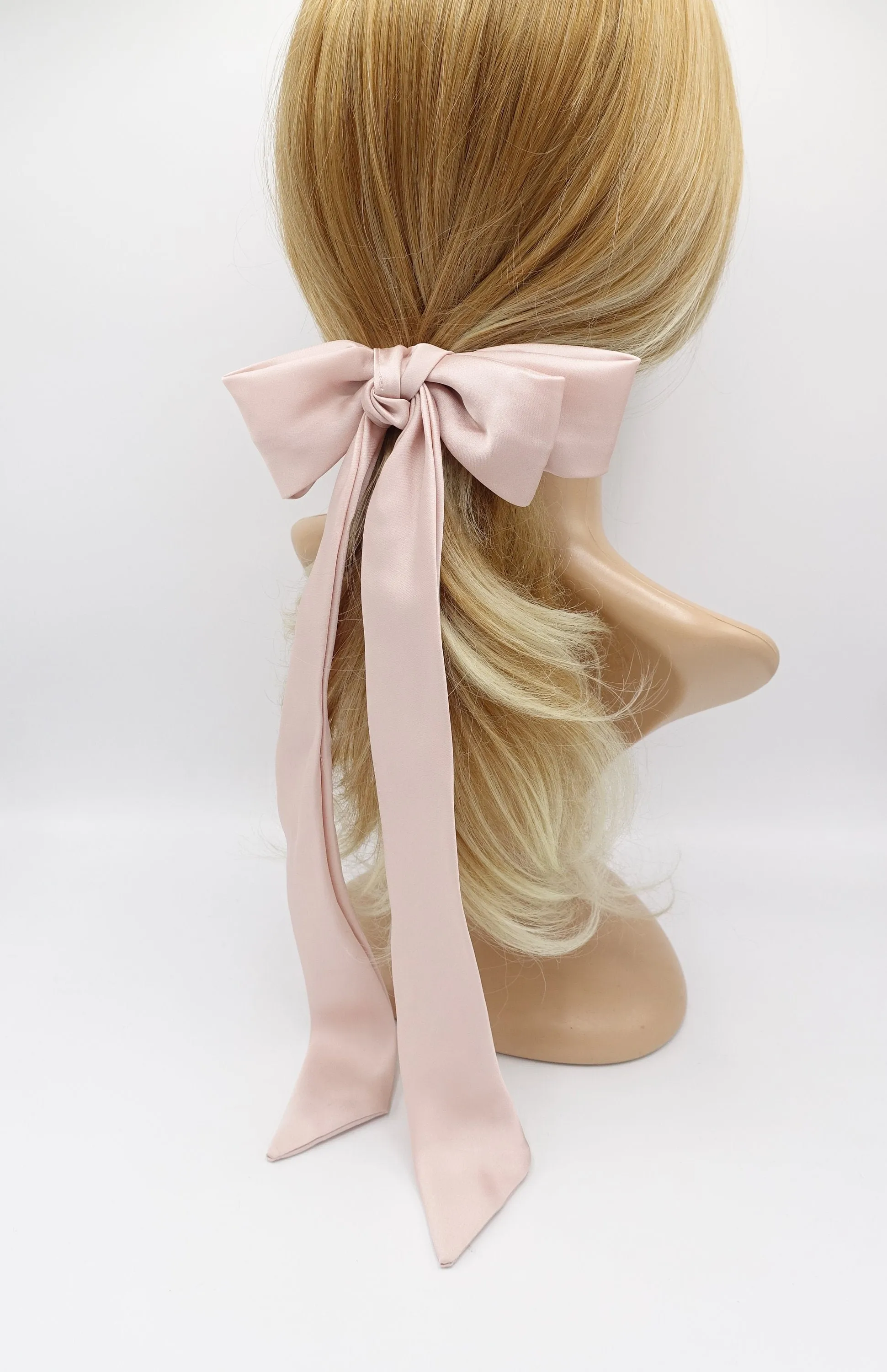 satin hair bow, long tail hair bow, hair bows for women