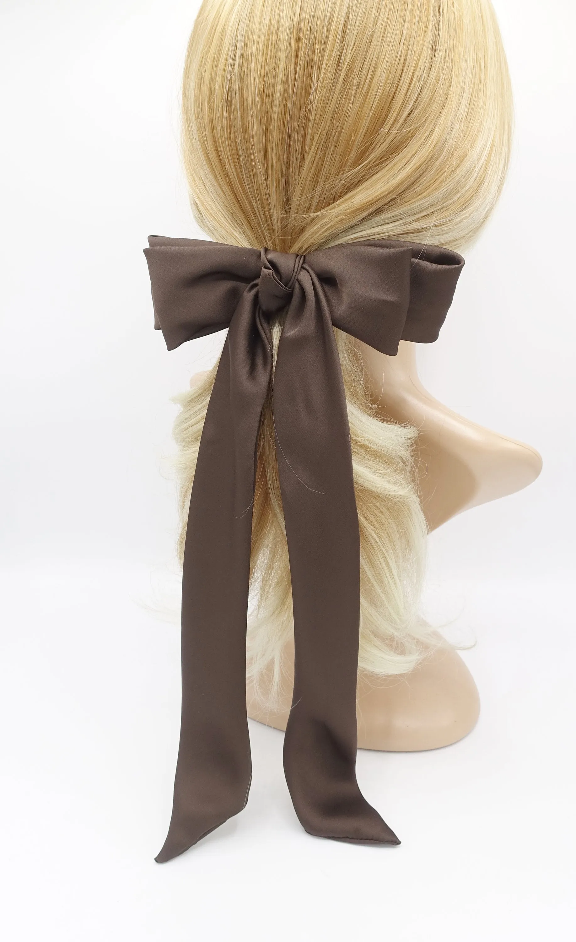 satin hair bow, long tail hair bow, hair bows for women