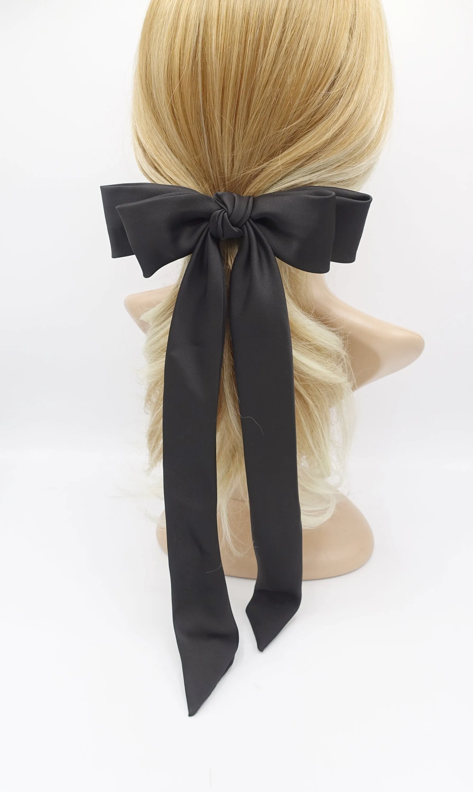 satin hair bow, long tail hair bow, hair bows for women