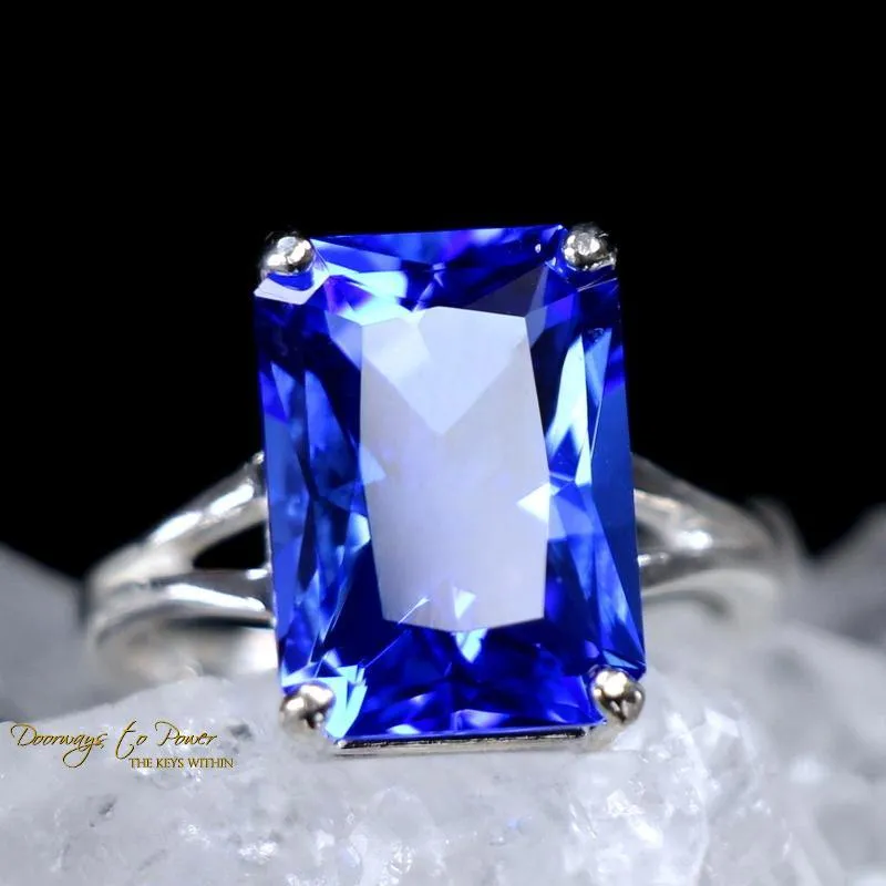 Siberian Blue Quartz Faceted Ring .925 SS