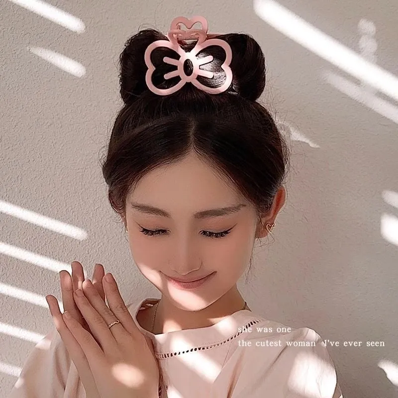 Simple Cute Bow Hairpin Back Head Updo Hair Clip Girl's Shark Clip Hair Volume Multi Hairpin Headdress