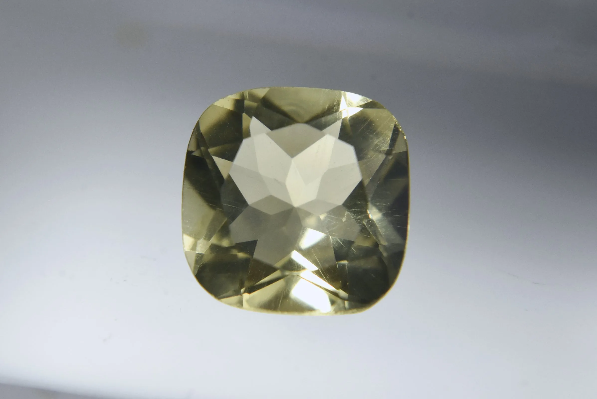 Single Cushion Cut Lemon Quartz Gemstone