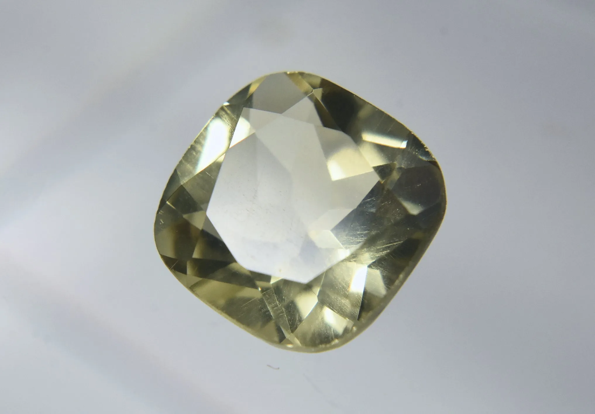 Single Cushion Cut Lemon Quartz Gemstone