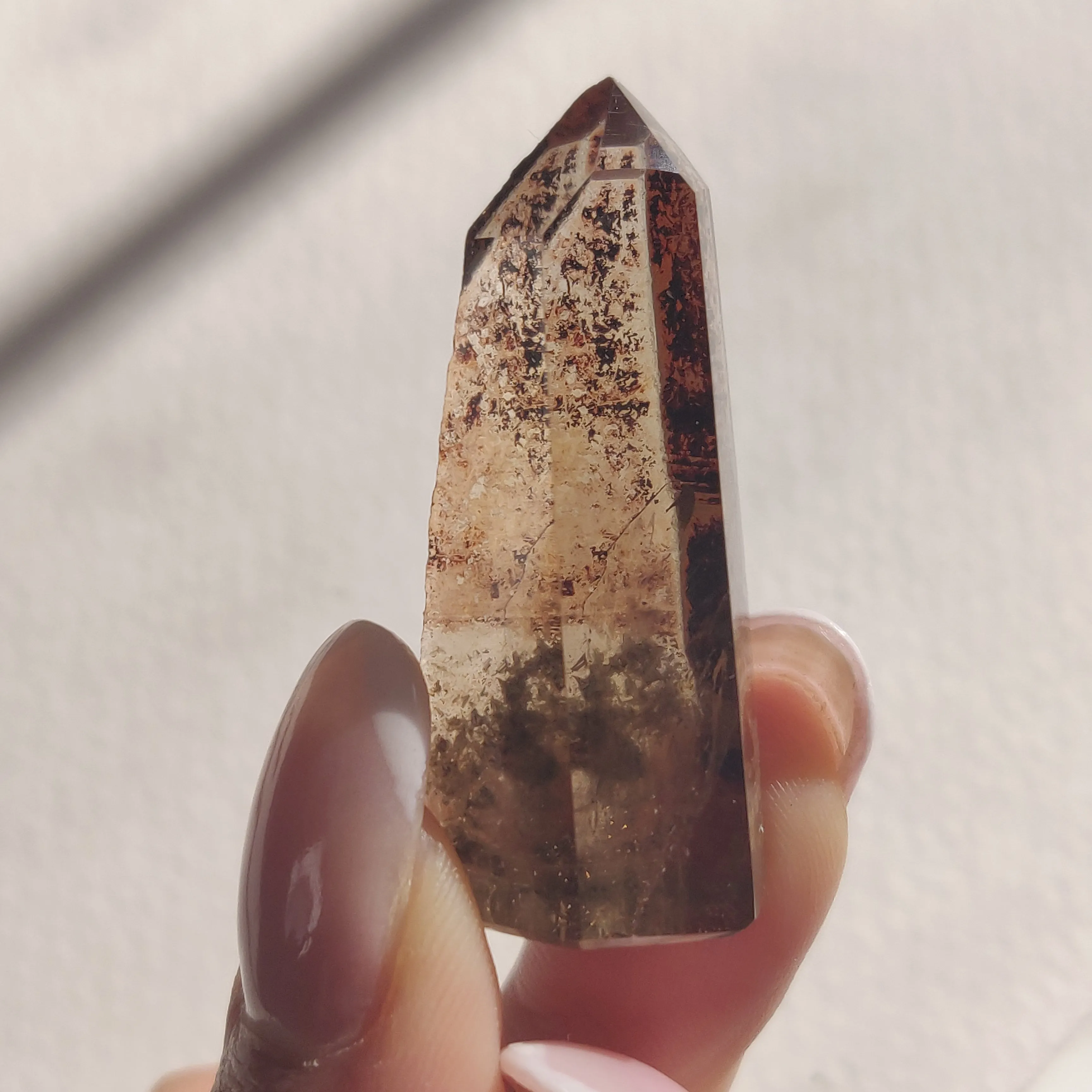 Smoky Garden Quartz Point, Lodolite Point (#3G)