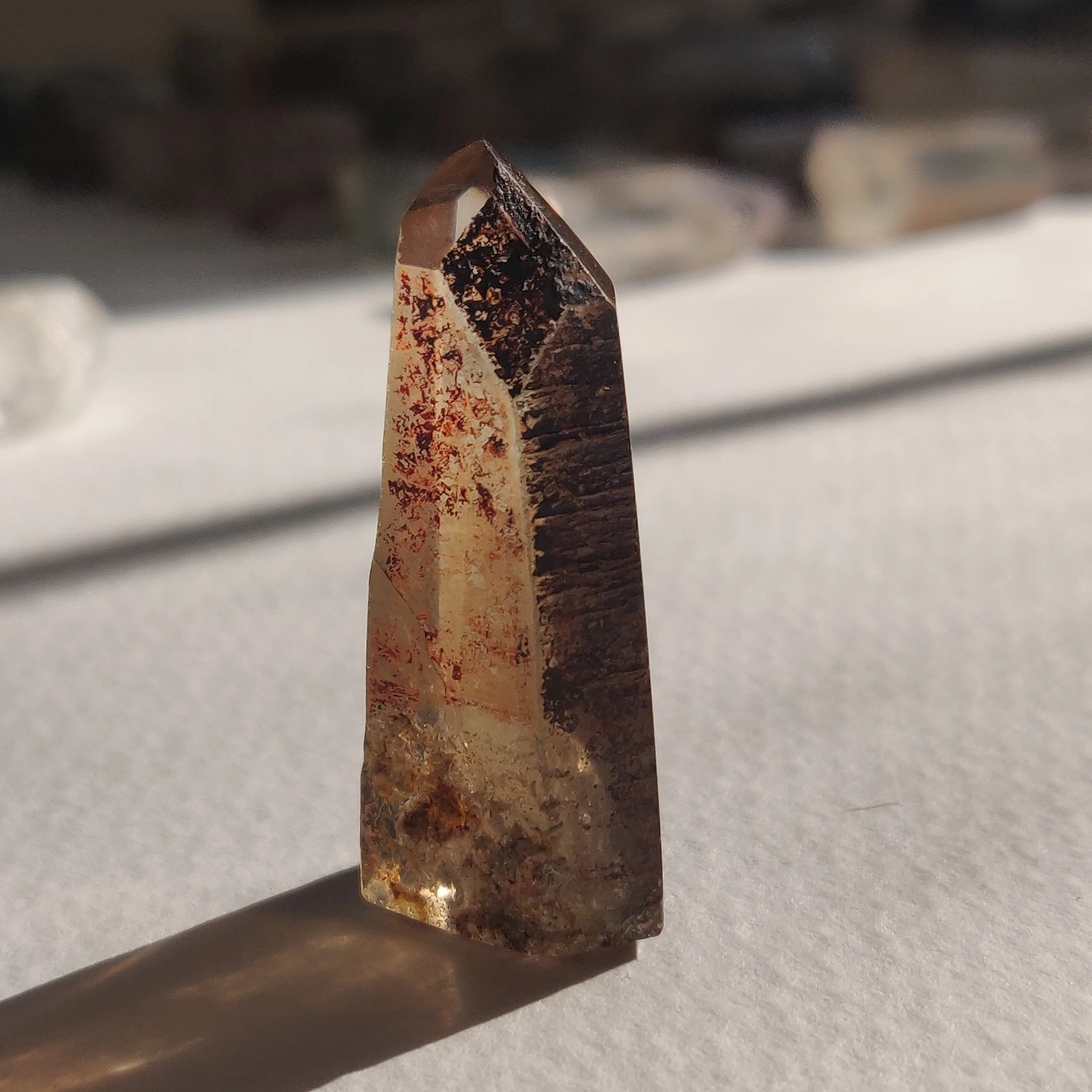 Smoky Garden Quartz Point, Lodolite Point (#3G)