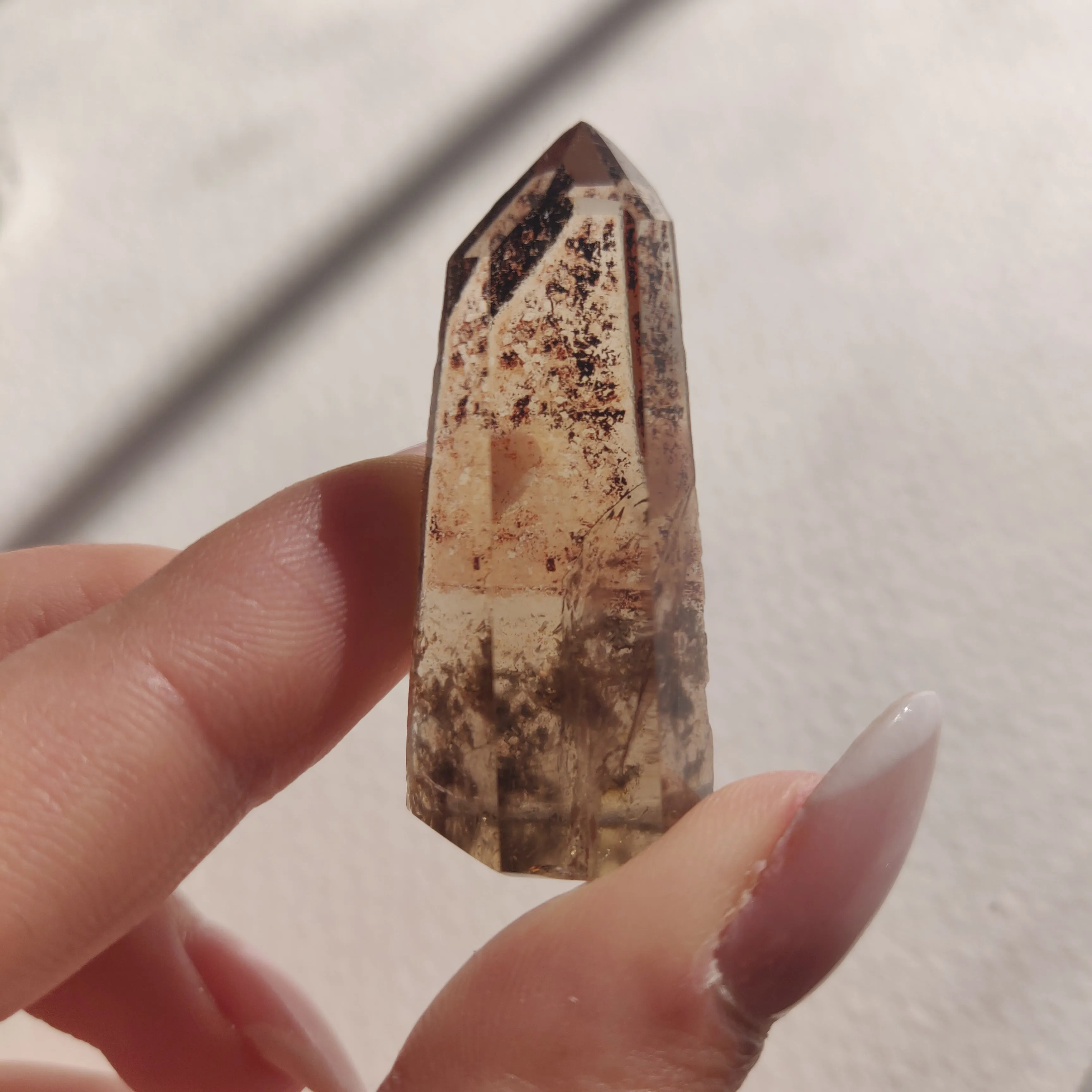 Smoky Garden Quartz Point, Lodolite Point (#3G)