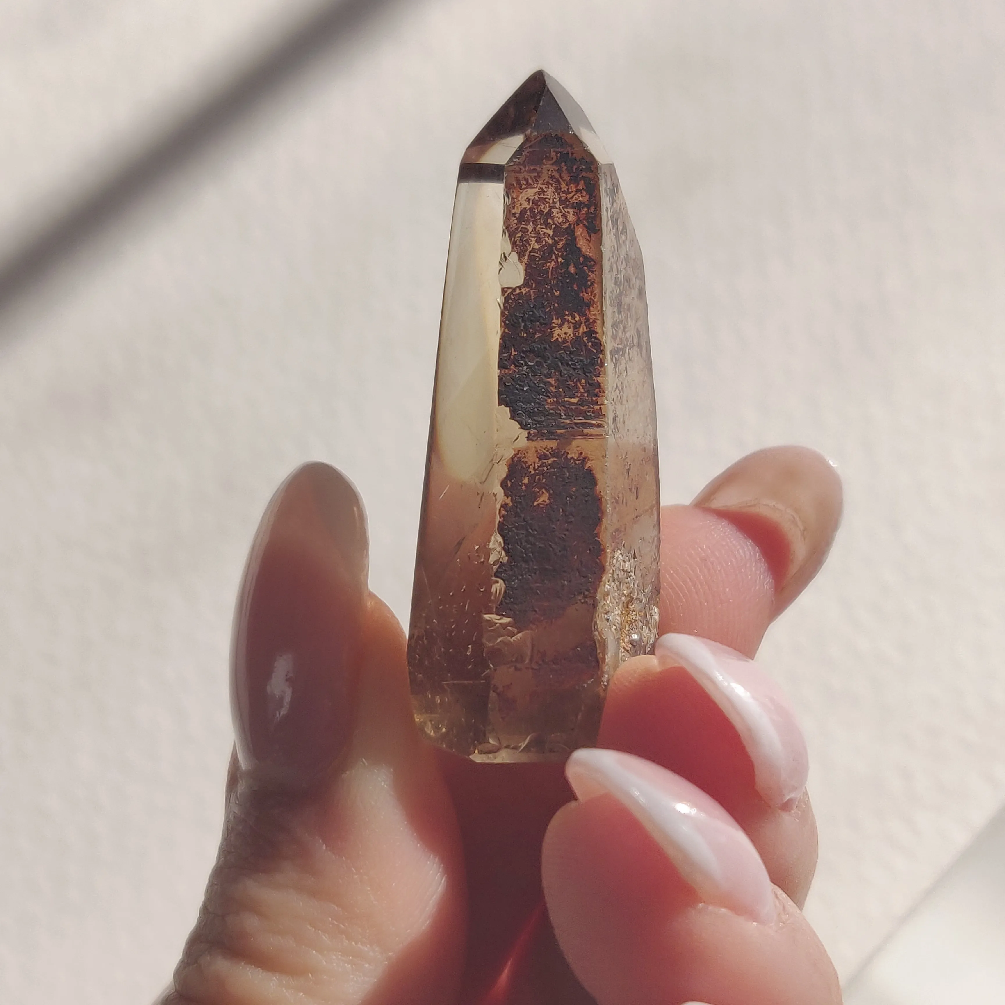 Smoky Garden Quartz Point, Lodolite Point (#3G)