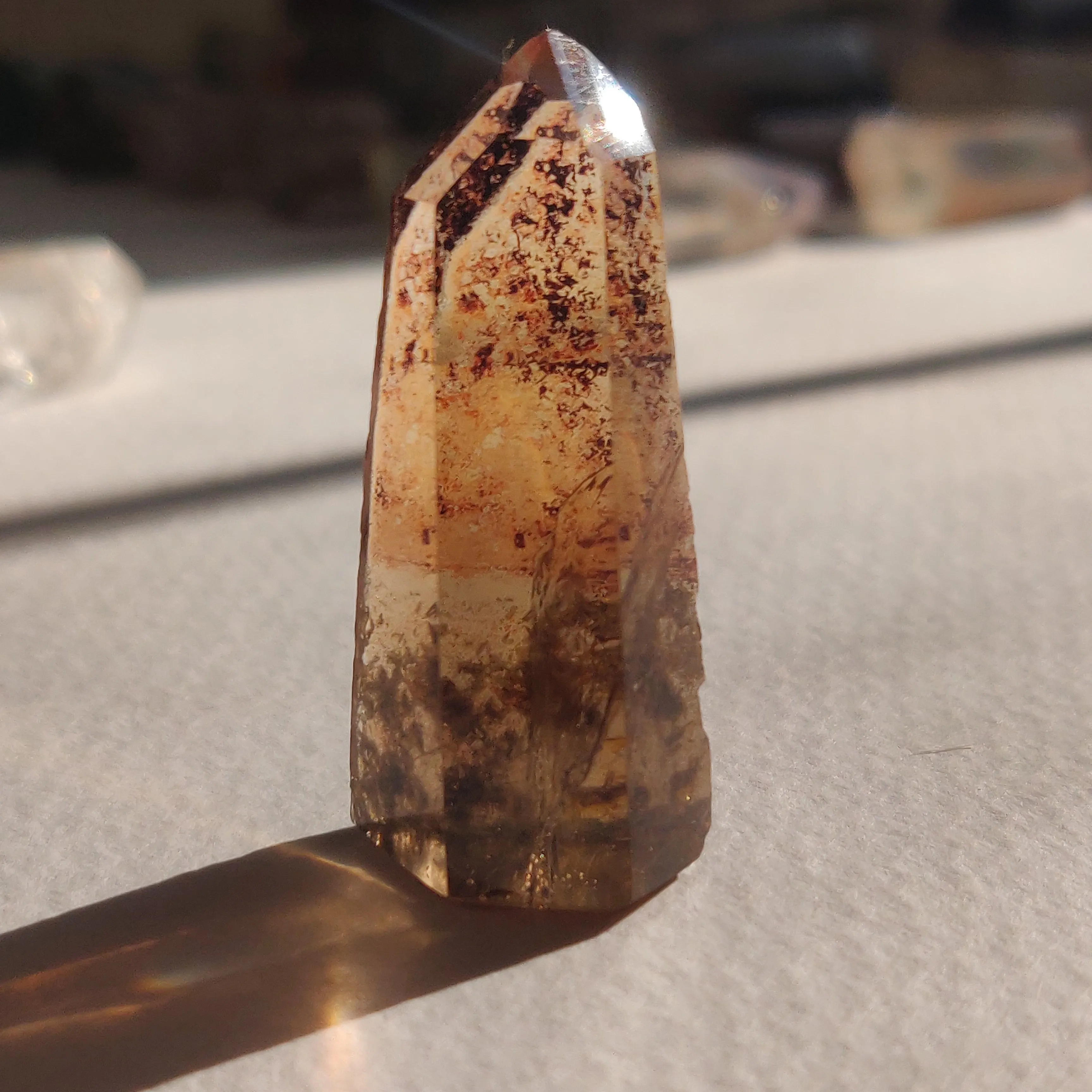 Smoky Garden Quartz Point, Lodolite Point (#3G)