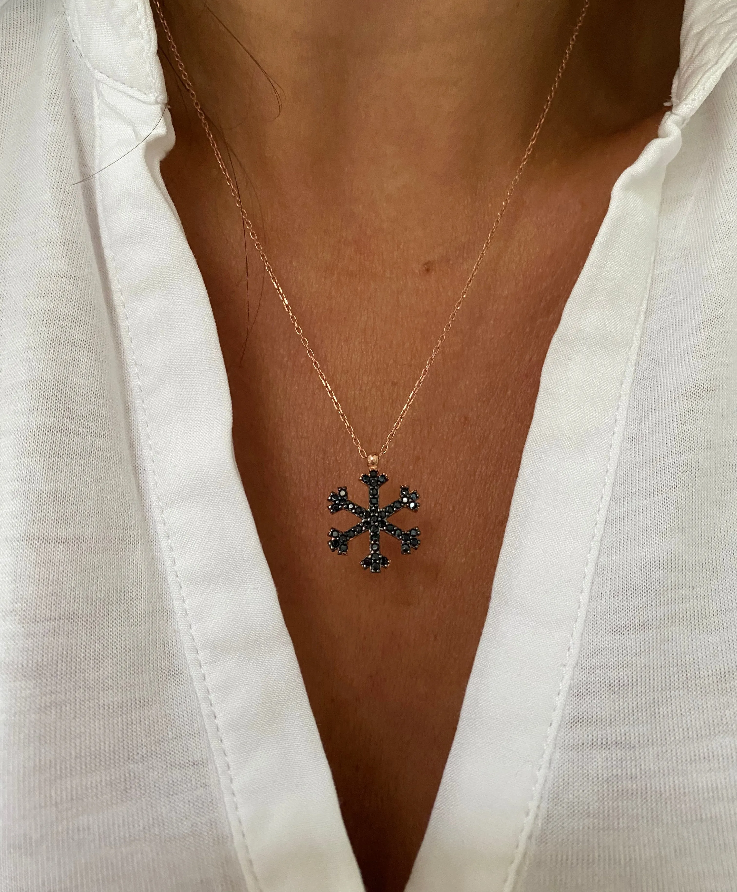 Snowflake With Black Stones