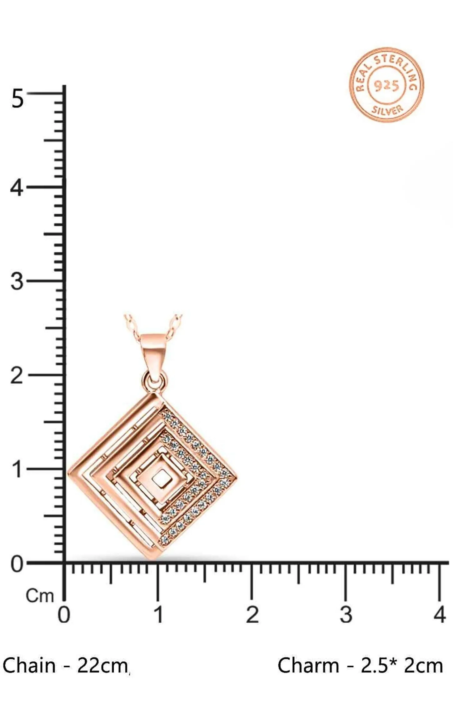 Square White Swarovski Zircon Looping Pendant Set Rose Gold