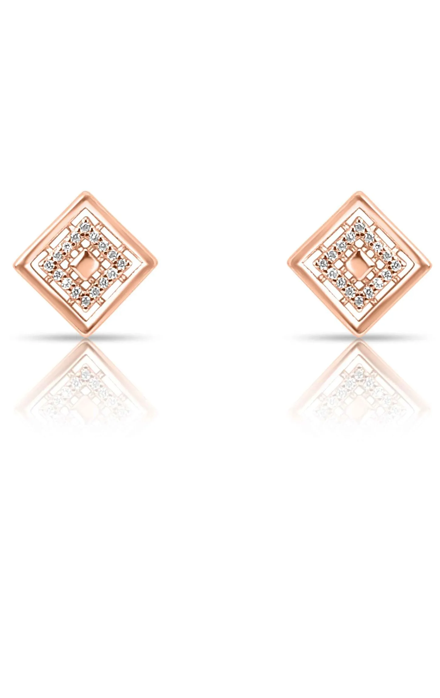 Square White Swarovski Zircon Looping Pendant Set Rose Gold