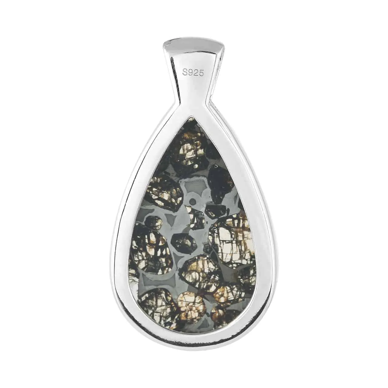 Starborn Sericho Pallasite Meteorite (Peridot Inclusions) Pear Pendant Sterling Silver