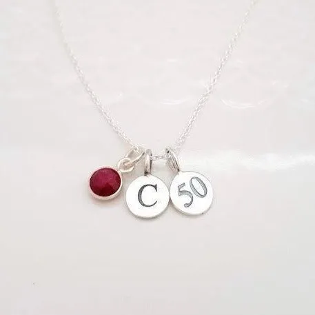 Sterling Silver 50th Milestone Personalised Gemstone Necklace