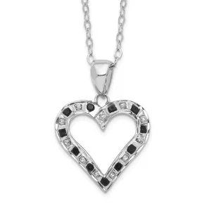 Sterling Silver Black & White Diamond Heart Necklace