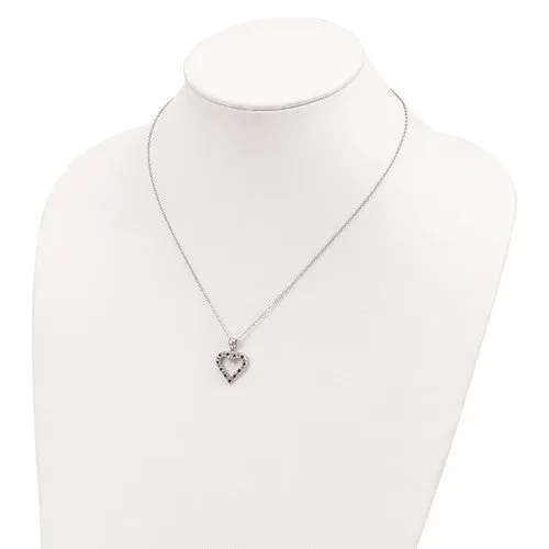 Sterling Silver Black & White Diamond Heart Necklace