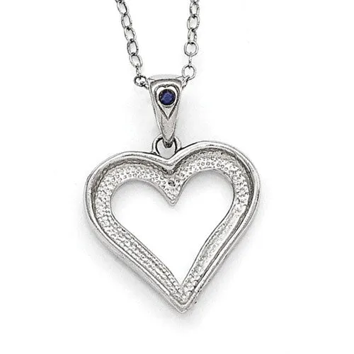 Sterling Silver Black & White Diamond Heart Necklace