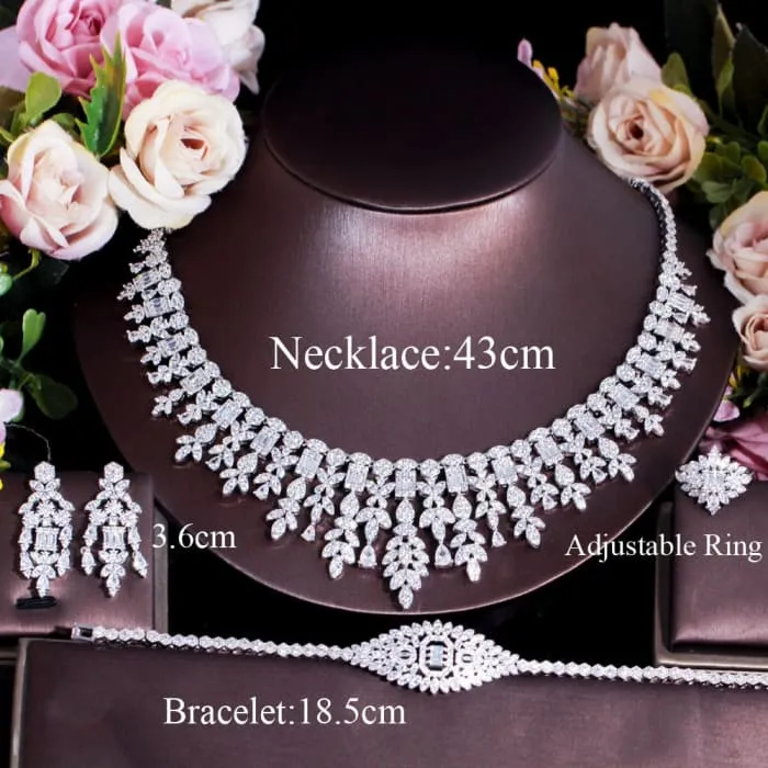 Tassel Drop Cubic Zirconia Wedding Jewelry Set