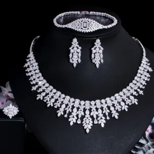 Tassel Drop Cubic Zirconia Wedding Jewelry Set