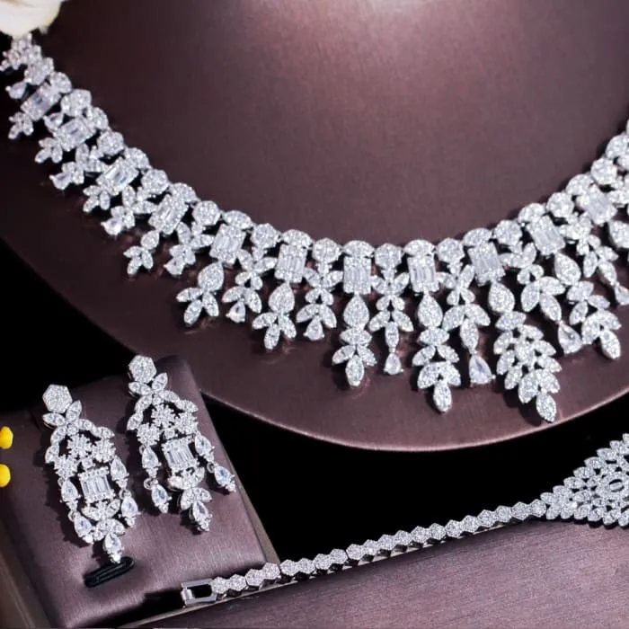 Tassel Drop Cubic Zirconia Wedding Jewelry Set