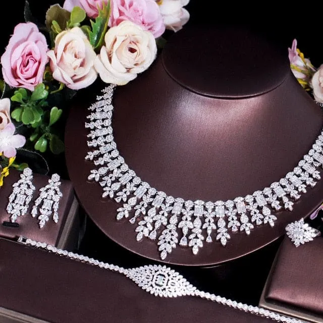 Tassel Drop Cubic Zirconia Wedding Jewelry Set