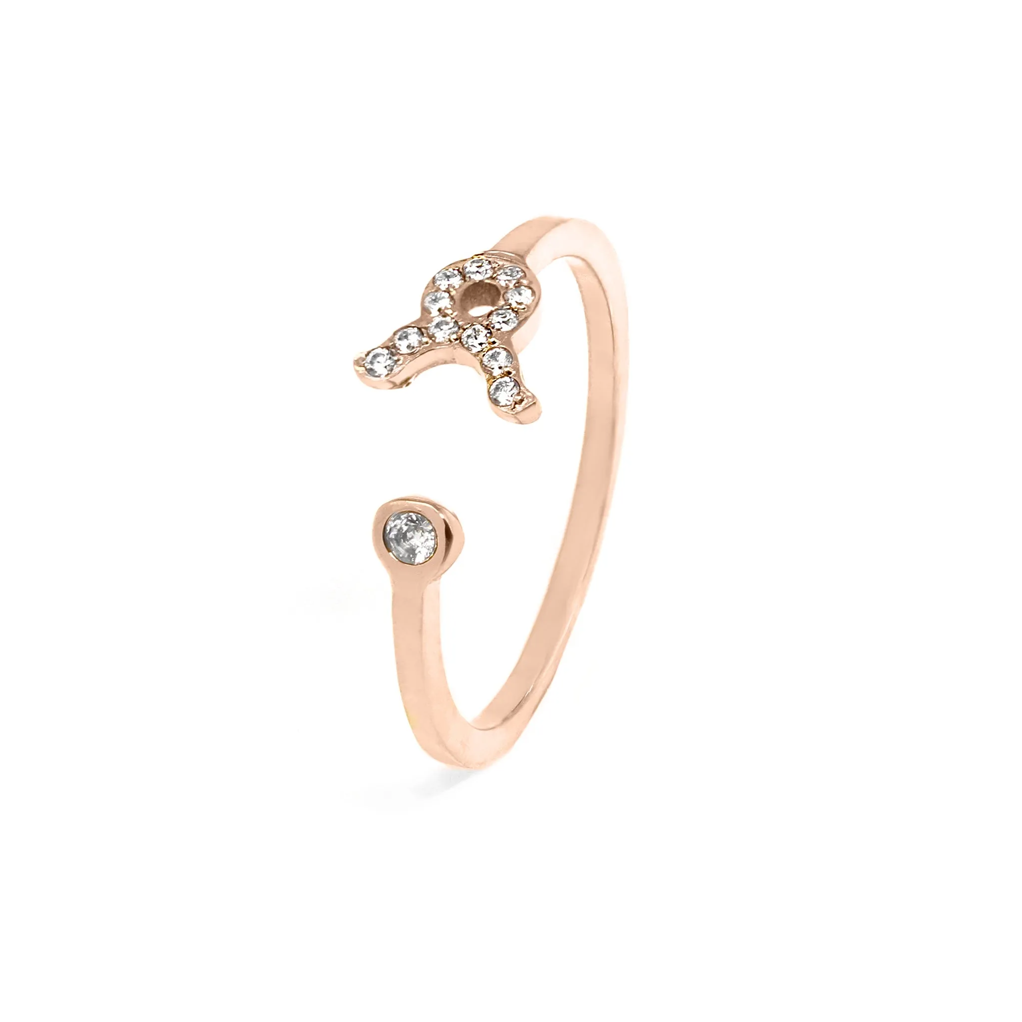 Taurus Ring with CZ Stones - Rose Gold