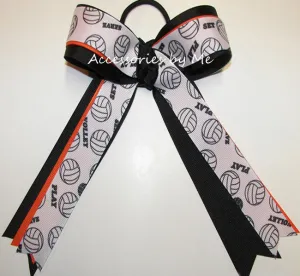 Volleyball Orange Black Ponytail Bow