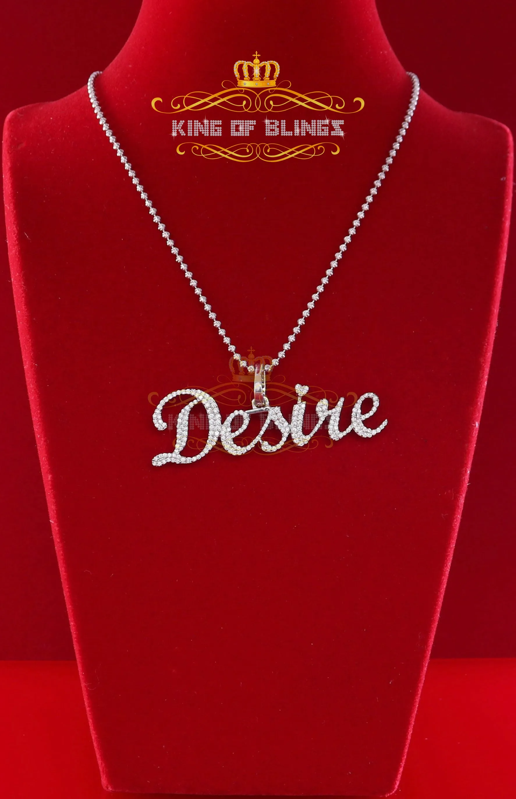 White Desire Letter 925 Sterling Silver Pendant 2.49ct Cubic Zirconia stone