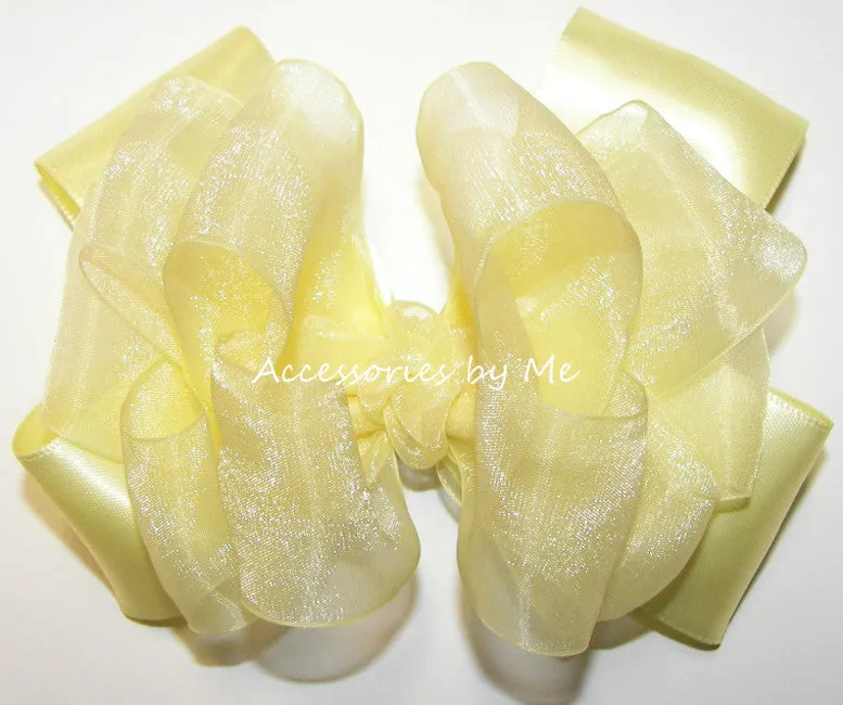 Yellow Organza Satin Hair Bow