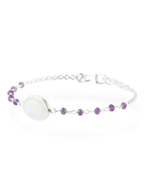 YS Made In India Rainbow Moonstone And Amethyst Bracelet