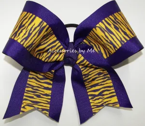 Zebra Purple Yellow Gold Cheer Bow